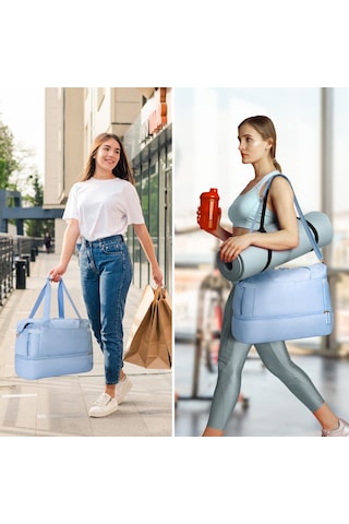 Ranyeek Kadınlar İçin Spor Çanta, Su Geçirmez Oxford Kumaşı, Kuru-ıslak Ayrımı, 36x47x22 Cm Büyük Kapasite, Fitness Seyahat Çantası Mavi/bej/siyah/gri/pembe/koyu Mavi Seçenekli MAvi