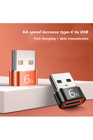 6a Tip C - Usb 3.0 Otg Adaptör Usb C Dişi - Usb Erkek Dönüştürücü, Siyah Çevirici