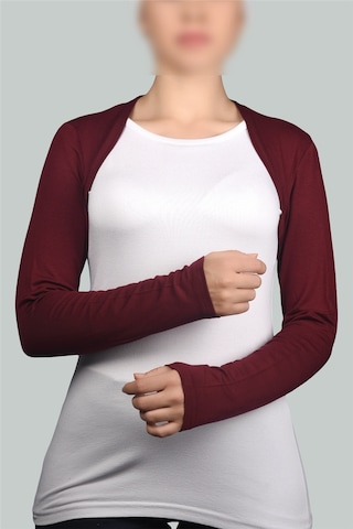 Altobeh Uzun Kollu Kadın Tesettür İçe Giyilen Bolero - Bordo Çok Renkli