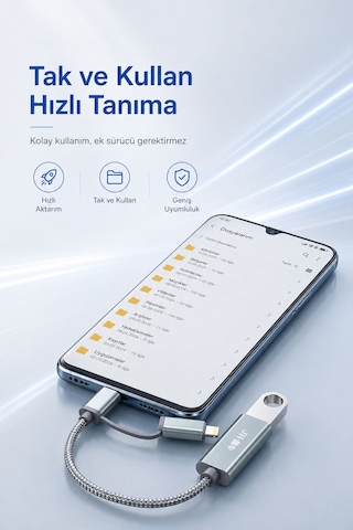 Lightning Ve Type-c Otg Dönüştürücü Kablo, Usb 2.0 Adaptör, Apple iPhone Uyumlu İpad Android Tablet , Klavye Mouse Usb Bellek Gamepad İçin, Naylon Örgülü Tak Çalıştır S510