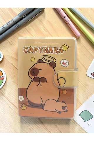 Capybara A7 Not Defteri , Çıt Çıtlı Cep Defteri - Melek Capybara Sarı