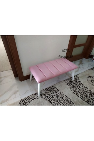 Azra Mobilya Benc - Puf - Bank - Çeşitleri - Ahşap Ayaklı - Ahşap Bench - Çift Kişilik Puf Pembe