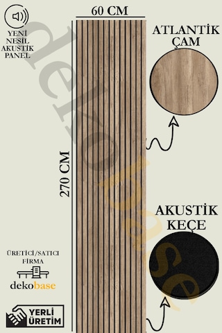 Atlantik Çam 60x270 Cm Yeni Nesil Akustik Ahşap Duvar Paneli