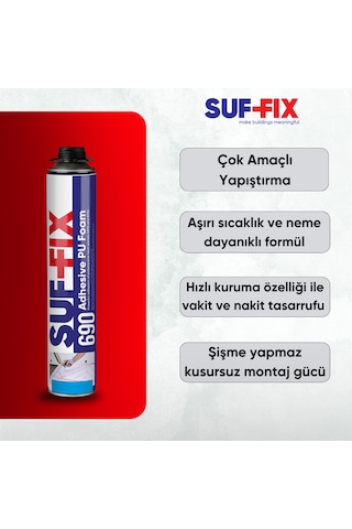 Suf-fix 690 Pu Yapıştırıcı Köpük 750ml Mantolama Eps Xps Levha Montaj Köpüğü 750 Ml