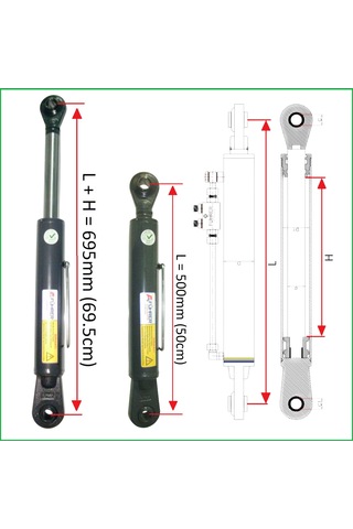 3 Ton - 50cm Traktör Ortakol, Hıdrolik Silider, 3 Ton - 50cm Toplift Hydraulic Cylinder