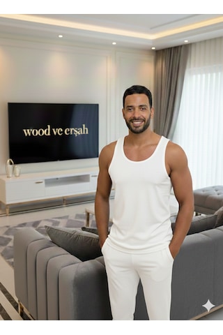 Lüx Wood Erkek Lüx Pamuk Penye Atlet Premium Rahat Lüx Erşah Beyaz