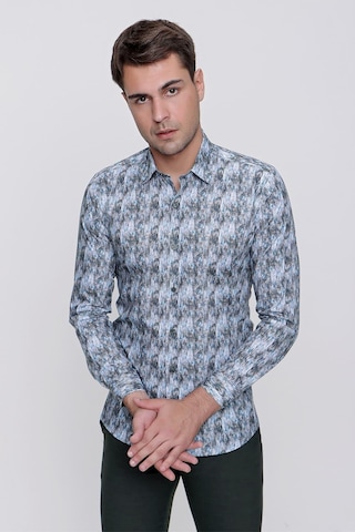 Efor G 1479 Slim Fit Mavi Spor Gömlek Mavi