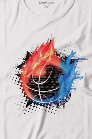 Fire Meteor Basketball Ateş Topu Baskılı Tişört Çocuk T-shirt 001