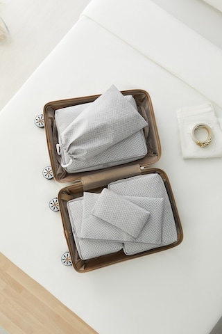 Ocean Home Textile 6'lı Gri Balıksırtı Bavul İçi Düzenleyici Set