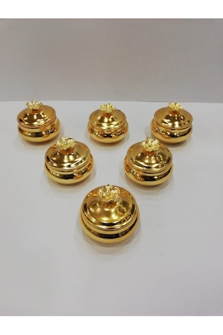 6'lı Papatya Kapaklı Gold Çay Ve Kahve Yanı Tombik Lokumluk, Şeke