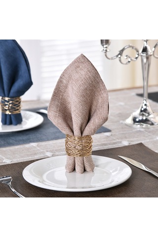 Pieces Noel Peçete Halkaları - Altın Kaplamalı İpek, Benzersiz Peçeteler