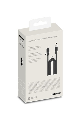 Momax DC26D 1-Link Type-C To Type-C 100W Usb-C 3.0 M  Şarj Kablosu Siyah