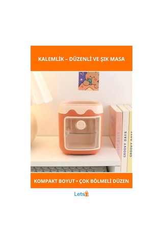Mini Dolap Tasarımlı Kalemlik Masa Düzeni İçin Eğlenceli Çözüm Çok Renkli