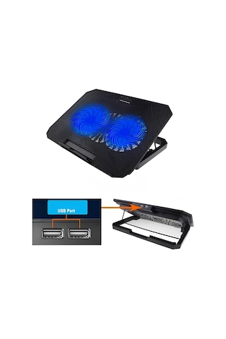 Hnrlıshp Çift Fanlı Laptop Soğutucu Stand 17 İnç Uyumlu 8 Kademeli Ayarlı Usb Girişli
