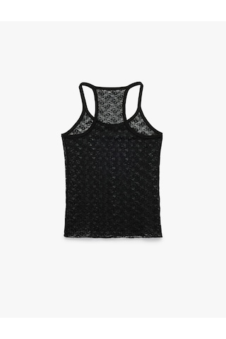 Koton U Yaka Askılı Dantel Detaylı Atlet Pijama Üstü Siyah 6slk90035mk
