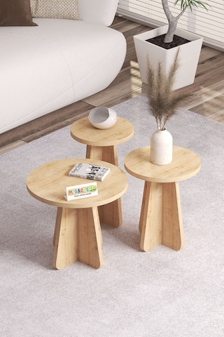 Miracle 3d Mantar 3'lü Zigon Sehpa Safirmeşe