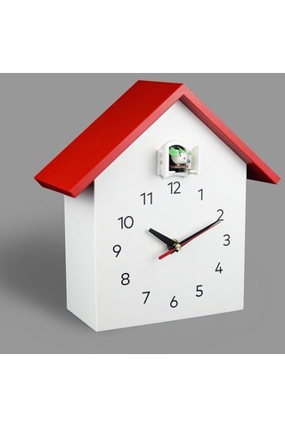 Ganzhoushop Suntek Saati Okul Ofis Modern Kuş Kırmızı İçin Guguklu Evi Ev Duvar Asılı Jx Kırmızı