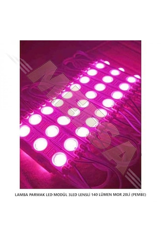 Parmak Led Lamba Pembe 3 Led 140 Lümen 12 Volt 10,lu