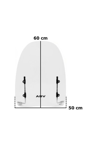 ABV Üniversal Şeffaf Siperlik 60 x 50 CM + Bağlantı Ekipmanı (Motosiklet Camı)