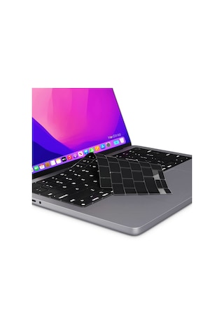 Apple Uyumlu MacBook Pro 2021 14 Inç A2442 Klavye Koruyucu Kılıf Siyah