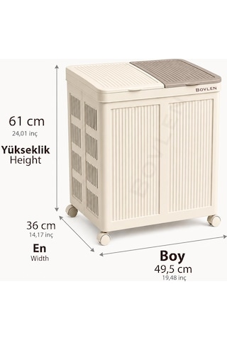 Mega - 100 Litre Oyuncak Kutusu - Tekerlekli - Çift Bölmeli 2x50 Bej