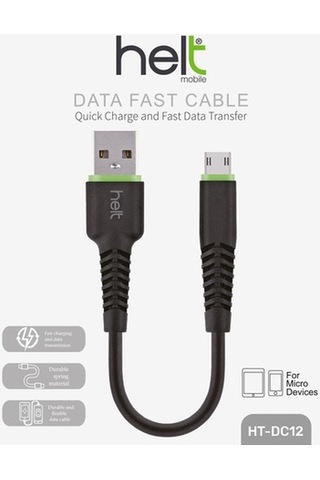 Helt HT-DC12 Micro Usb Data Kablo 20 CM Siyah