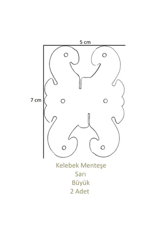Sarı Dekoratif Kelebek Menteşe Büyük 2 Adet 7cm X 5cm Sarı