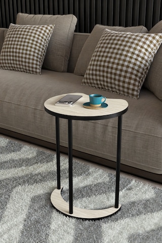 Modern Elma 3 Lü Zigon Sehpa Metal Ayaklı İç İçe Geçmeli Orta Sehpa Takımı Traverten