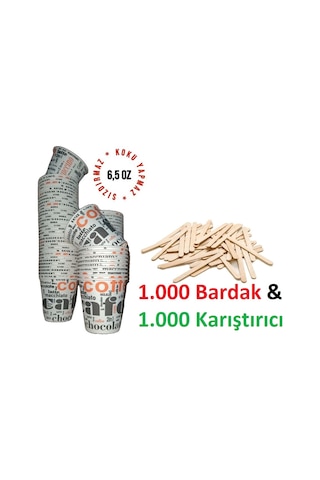 1000 Adet Karton Bardak ve 1.000 Adet Karıştırıcı
