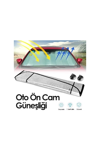 Oto Ön Cam Metalize Güneşlik 70 150 Cm Büyük Boy Nikel Vantuzlu
