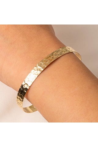 Gümüş Bilezik - Dövülü El İşçiliği Yeni Tarz Kelepçe 925 Ayar Gümüş Bilezik Gümüş