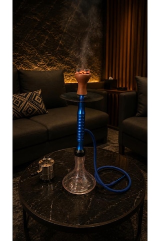 Nargile Takımı 65 Cm Büyük Boy Lüx Cam Nargile Seti Modern Mavi Tasarım Balkon & Teras Kullanımına Uygun 63149726
