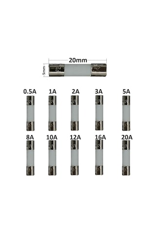 Yate10 5x20 Seramik Sigorta Seti 100x 10 Tür Kutulu