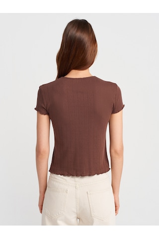 Dilvin 31834 Kısa Kollu T-shirt-açık Kahve Açık Kahve