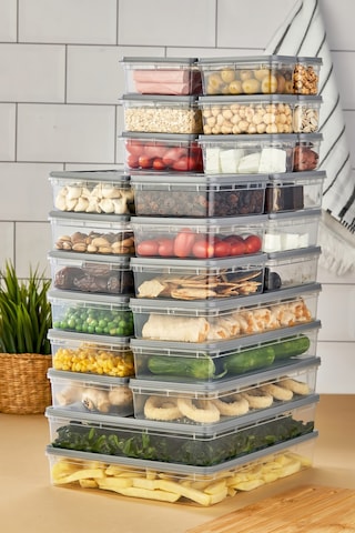 Multi Box 32 Parça 4 Farklı Boy Saklama Kabı Seti - Dondurucu & Mikrodalga Uyumlu Gri