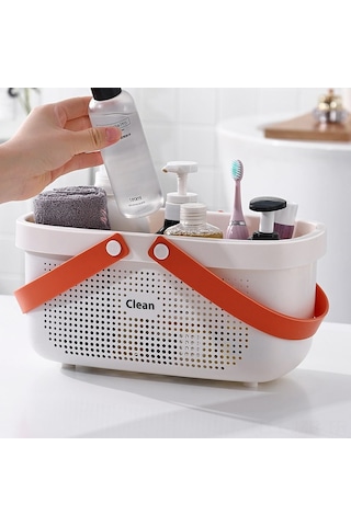 Geeroyoo Banyo Taşıma Sepeti - Plastik Sıvı Akışlı Tasarım, Tuvalet Malzemeleri Depolama, Ev Ve Seyahat İçin, Gri-beyaz, Küçük Boy 21.5 14.5 15.5 Diğer