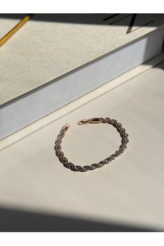 Üç Renk Burgulu Zincir Çelik Bileklik Altın Gümüş Rose Renk Çelik Takı Sarı