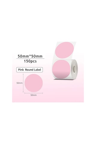 Ximistore9 Phomemo Ve Detonger Modelleri İçin 50x50mm 150 Yaprak Pembe Isıya Duyarlı Dairesel Etiket