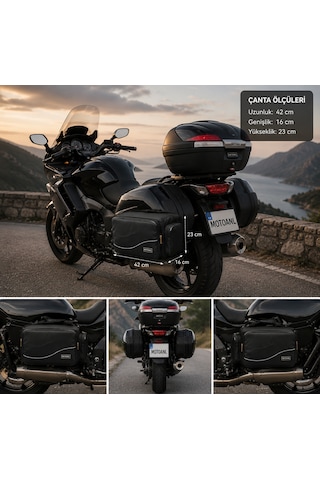 Motosiklet Çanta Soft Yan Heybe Takım Motor Çantası Touring Yan Çanta Siyah