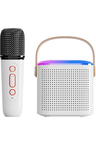 Xindoker Y1 Taşınabilir Bluetooth Mikrofonlu Hoparlör, Kablosuz Şarkı Söyleme Sistemi, 5w Ses Gücü, 8-10 Saat Çalma Süresi, Beyaz
