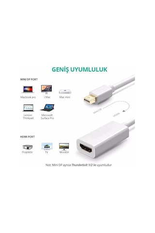 Mini Displayport To Hdmı Dönüştürücü Adaptör Beyaz