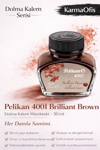 4001 Brilliant Brown Dolma Kalem Mürekkebi 30 Ml Zengin Kahverengi Diğer