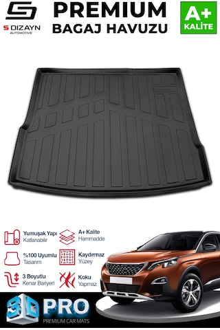 S-dizayn Peugeot 3008 3d Pro Bagaj Havuzu Üst Bagaj 2016-2023 A+ Kalite