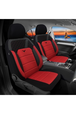 Minderland K1 - Opel Meriva İle Uyumlu Koltuk Kılıfı, Tam Takım/kırmızı-siyah