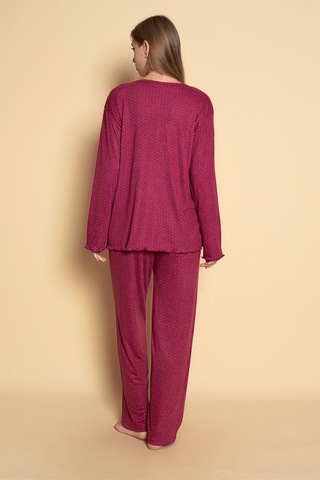 Yüksek Kalite Bambu İnterlok Kadın Pijama Takımı P5046 Bordo