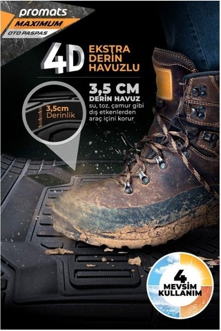 Carmind Üniversal Havuzlu Oto Paspas Siyah P89045