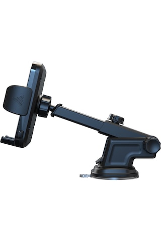 Araç İçi Otomatik Telefon Tutucu Cam Ve Torpido İçin Premium Versiyon 360 Vantuzlu Ayarlı, Siyah