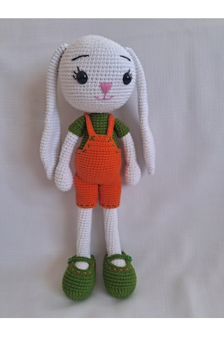 Amigurumi Yeşil Turuncu Uykucu Tavşan Oyuncak