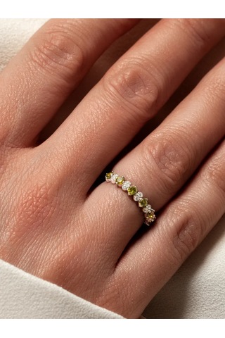 Lapshov Gümüş Zirkon Taşlı Yürüyüş Yolu Yüzüğü 292793981 Yeşil