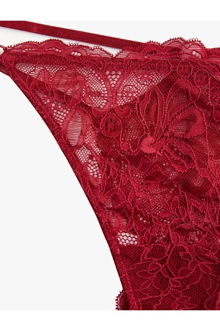 Koton Rahat Kalıp Dantelli String Külot Bordo 6wlk30133mk Bordo